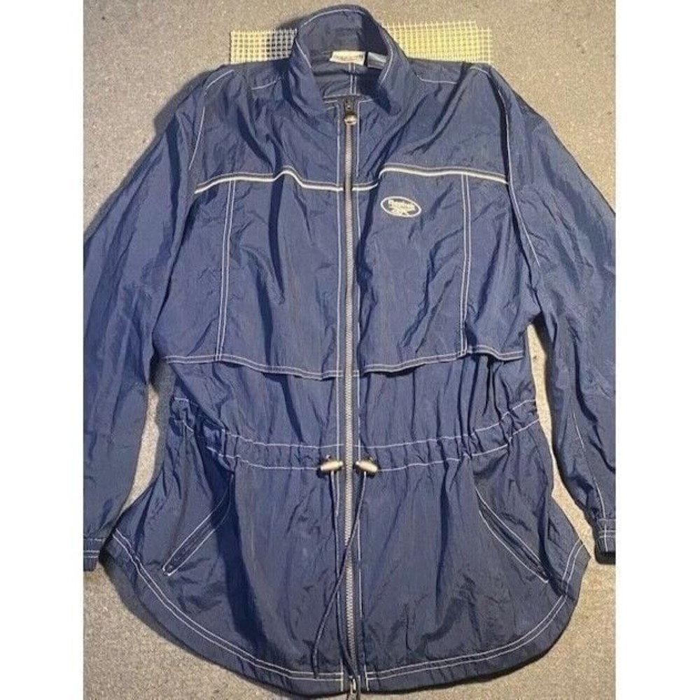 REEBOK VINTAGE Zip Up WINDBREAKER Jacket Men's LARGE‎ BLUE